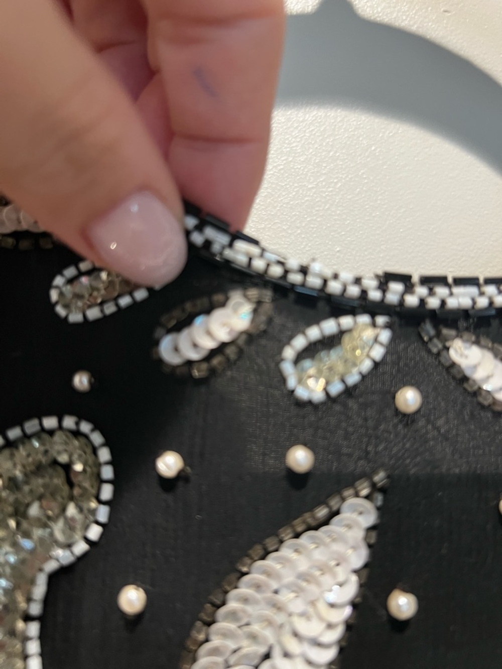 Scala Black Beaded Pearl Sequin Dress Size S - Picture 11 of 12